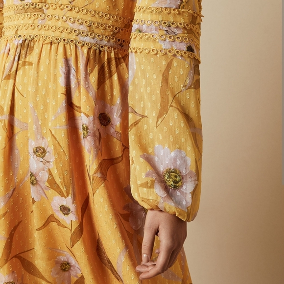 🍒EUC🍒 TED BAKER YELLOW FLORAL PRINT DRESS - Picture 2 of 9